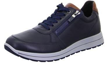 ara Herren Matteo Sneaker, BLAU,Cognac, 44 EU Weit