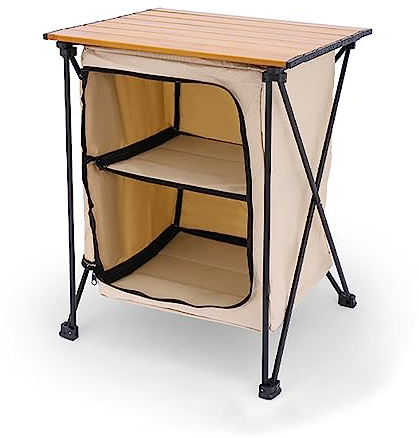 FVTVHEV Campingschrank Faltbar für Zelt und Wohnmobil,Campingregal mit Tischaufsatz,Campingmöbel,40x40x58CM,Aufbewahrung von Kleidung,Lebensmitteln,Kochutensilien,Campingzubehör C