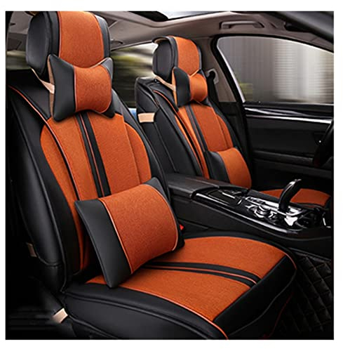 AVIMYA Autositzbezüge Sitzschoner Universal Autositzbezüge Aus Leder Für Skoda Für Octavia Für Fabia Für Superb Für Rapid Für Yeti Autozubehör Autoaufkleber Auto Schonbezüge (Farbe : Orange Pillow)