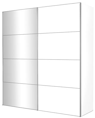 LIVIN Schwebetürenschrank - Polarweiß - Weiß Glänzend - 200 x 216 cm - mit Kristallspiegel