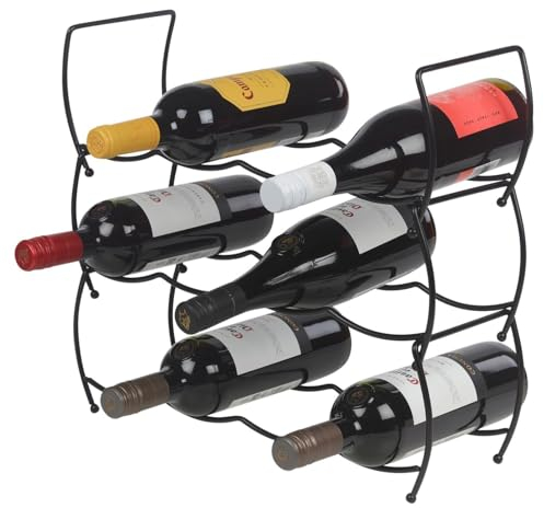 URBNLIVING 3pc Black Metal Free Standing Stackable Wine Bottle Rack Storage 12 Bottle Size