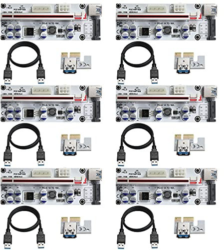 YBBOTT PCIE Riser VER010-X, PCI-E 1X to 16X GPU Riser Adapter Card, with 0.6m USB Cable, 8 Solid Capacitors, 6PIN/4PIN/SATA Interface, PC Graphic Extension for Bitcoin Crypto Mining Ethereum Mining