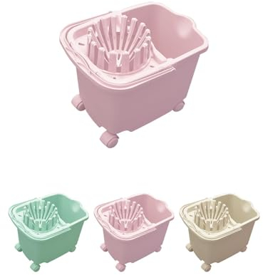 JARDIN202 - Cubo de Fregona 15 L con 4 Ruedas Rectangular para suelo | Cubo de fregar con Escurrefacil 29x40x32 cm | Rosa
