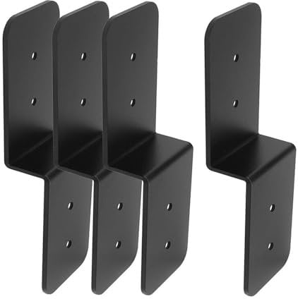 4X Post to Beam Z Brackets Corner Brace Black Metal Heavy Duty Deck Joist Tie Plate Pergola Brackets for Shed Wood Shelves