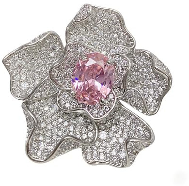 IMINI Fiore di Lusso Dichiarazione Anello Aperto Zirconi Cubici Grande Floreale Fasce per Dita Regolabili Matrimonio Promessa Anelli per Gioielli Delicati Regali per Donne Ragazze Sposa (Rosa CZ)