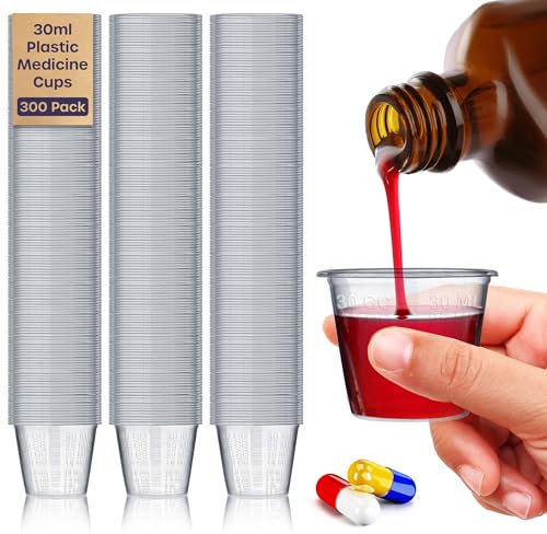 volila Medicine Cups - 300 Pack 30ml Disposable Small Plastic Medicine Measuring Cups - Translucent Medicine Cup for Liquid Medication, Measuring Ingredients in Cooking, Arts and Crafts