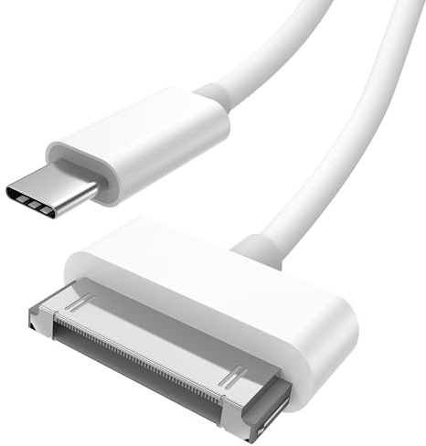 DCNETWORK 30-Pin to USB C Adapter Cable for iPhone, iPad, iPod – 3ft (Next-Generation Data Cable/Charging Cable from USB C to Dock Connector for iPhone 4S/4/3G/3/1, iPad 3/2/1, iPod, White