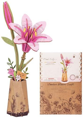 Robotime Fleurs Puzzle 3D Bois, Maquette en Bois a Construire, Construction Adulte, Cadeaux Anniversaire Femmes pour la Saint-Valentin & Décoration d'intérieur, TW071