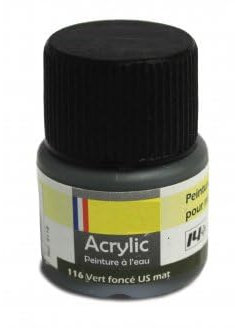 1 pot peinture de maquette : vert fonce us mat n° 116-12 ml - pour heller - accessoire maquette