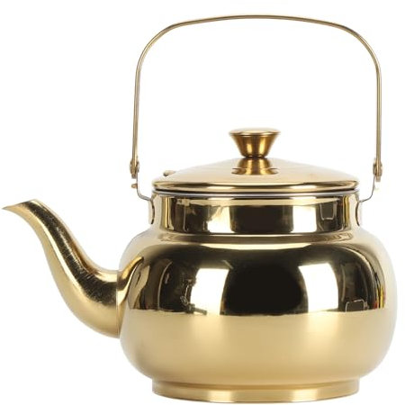 Beufee Tea Kettle, Tea Pot Coffee Kettle Stainless Steel Kettle Stove Top Kettle Teapot with Infuser Water Kettle Stovetop Gold Tea Kettle for Home Restaurant Hotel (1.5L Glossy)