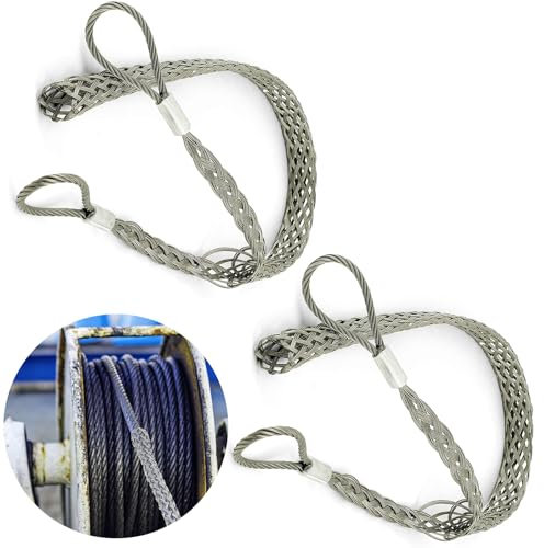 Gisafai 2 Pcs 50-63mm Heavy Wire Cable Mesh Pulling Grip Double Head Cable Pulls Socks Wire Pulling Tools Electrical Pulling Grips Suitable for Light and Heavy Cables (D: 1.97-2.48, L: 1.35m/53)