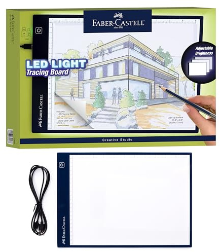 Faber-Castell 【LED-Licht-Trackingboard】Verstellbares beleuchtetes Zeichenbrett, LED-Zeichenblock, Tracing-Lichtbox, Lichtpad & Board für Künstler, Hobbyisten und Erwachsene