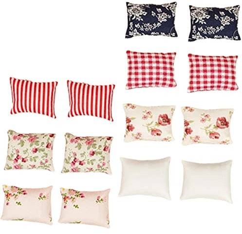 KOMBIUDA 14 Pièces Oreiller de Maison de poupée décoration Murale sablier miche de unité DIY Miniature House Maison Miniature DIY Faux Oreiller en Tissu Accessoires de poupées Chiffon