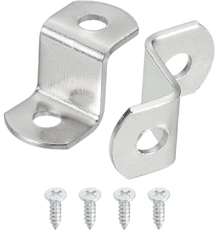 sourcing map 35 Pcs 1/2 Offset Canvas Clips, Picture Framing Mirror Clips Z Shape Canvas Painting Mounting Clips with 2 Mounting Hole with Screws, Silver