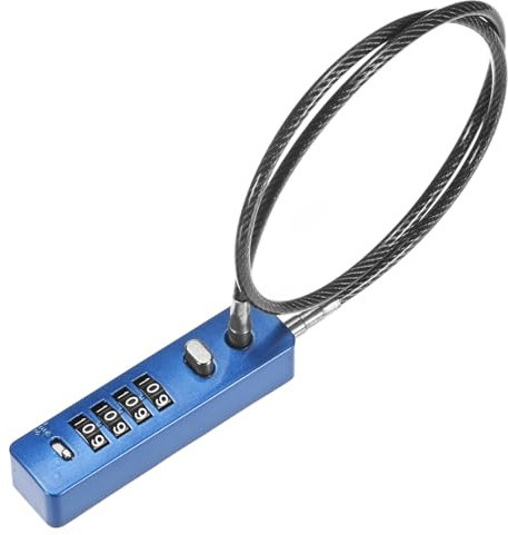 M METERXITY Gate Locks for Outdoor Fence, 11.81IN Heavy Steel Cable Rope Keyless 4-Digit Combination Lock for Gate/Cabinet/Snowboard/Bike/Locker, Resettable Code Security Cable [Blue]