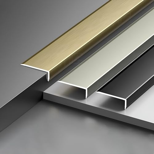 Coayuou Edge Protection Profile 3 Pieces 100cm Stair Profile Tile Transition Profile Aluminum Robust Floor Transition Profile Perfect For Any Staircase Renovation(Silber,5 * 20mm)