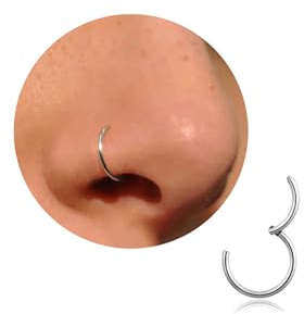 Nasenring Gold Silber dünn Nasenpiercing Ring Titan für Damen Herren 20G 18G 16G Septum Tragus Conch Ohrringe Lippenpiercing Nasen Piercing Ringe Schmuck 6mm/7mm/8mm/9mm/10mm (Silbern-18g, 9mm)