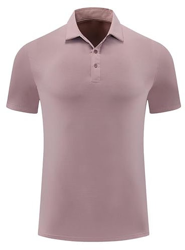 Polo da uomo a maniche corte, ad asciugatura rapida, taglie forti, per sport, estate, da tennis, con bottoni, traspirante, funzionale, tinta unita, per attività all'aria aperta, oro rosa, M