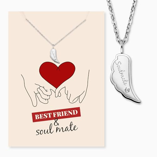 Engelsrufer Grußkarte Soulmate mit Halskette Edelstahl Silber – Geschenk für Seelenverwandte – Karte mit Bedeutung & Schmuck