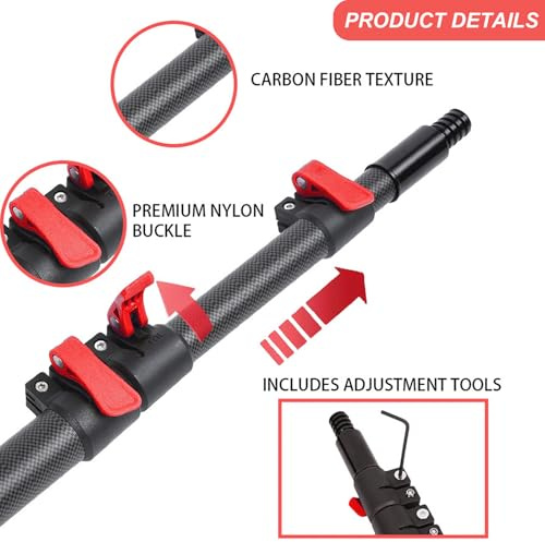 YFSMBD 3-20 Meter Teleskop Waschbürste mit Wasseranschluss | mit Abzieher und Seifenspender | Reinigungsbürste ausziehbar aus Aluminium für PV Anlagen, Fenster, Wohnmobil UVM (55cm Bürste,20m)