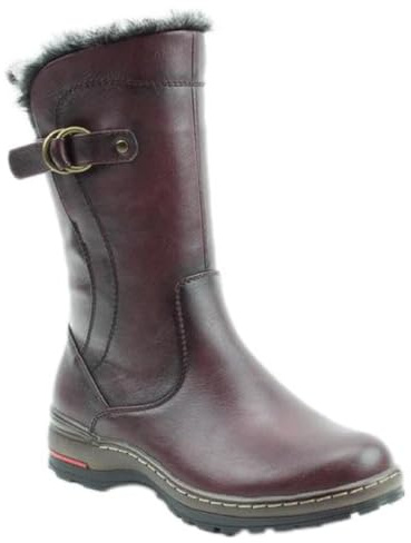 Heavenly Feet Bramble1 Faux Leather Warm Lined Vegan Mid Calf Boots (Burgundy, UK Footwear Size System, Adult, Women, Numeric, Medium, 7)