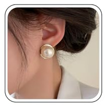 Cybche Boho Große Runde Perlenohrringe Hochzeit Perlenstecker Ohrringe Gold Große Perle Scheibe Ohrring Minimalistische Halbe Perlen Braut Ohrring Partei Prom Schmuck Für Frauen