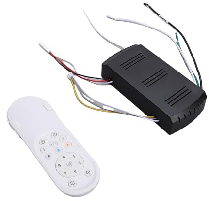 HELEVIA Kit de Control Remoto de Luz del Ventilador de Techo, Regulación de Velocidad de 6 Engranajes Brillo Ajustable de Brillo Ajustable 2H 4H Temporizador Universal Ventilador de