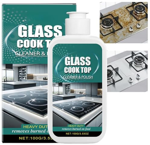 Glass Cooktop Cleaner Spray - Ceramic Hob Scratching Remover & Polish,Powerful Streak-Free Formula for Glass Stove,Gas Hob,Cooker and All Cooktop Surfaces,Heavy Duty Cleaning Liquid