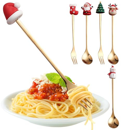 Niesel Kleine Löffel | 1 Packung Spülmaschinenfeste Edelstahlgabel | Kaffeelöffel Während Weihnachten | Für Tee Kuchen Obst Haus Urlaub Party Dekoration