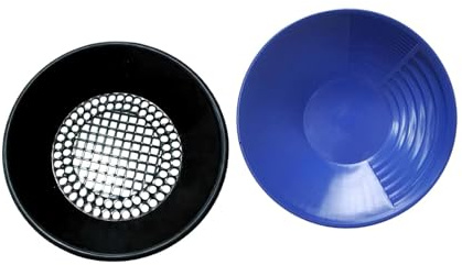 Ronyme 2X Padella per la Ricerca dell'oro con setaccio Padella Portatile da 14 Pollici per la Ricerca dell'oro per Principianti Kit per, Blu E Nero