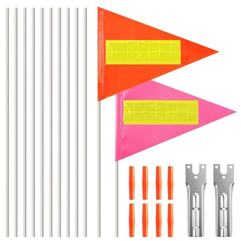 Leikedun 2 Stück Fahrrad Sicherheitswimpel mit Reflektierendem Warnschild | 10x 30cm Verlängerungsrohre, Kinder fahrradfahne, Verstellbarer Fahrradanhänger für Kinderfahrräder,Leuchtend Orange/Pink