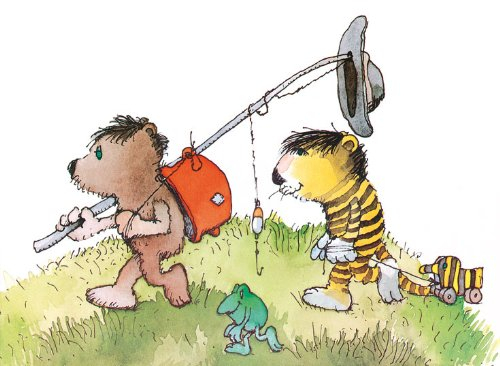 Kunstdruck / Poster 58x48 UNTERWEGS Janosch - Frosch Bär Tiger Ente Tigerente Bild