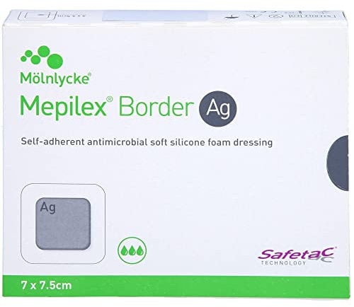 Mepilex Border Ag Schaumverband 7 x 7.5 cm, 5 Stück
