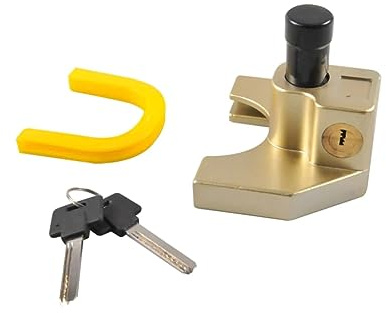 ProPlus Universal Kupplungsschloss Anhängerschloss – Für Anhänger und Wohnwagen 4,8–6,1 cm Kupplung – Mit Adapter und 3 Schlüsseln – Gelb/Silber