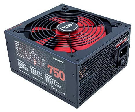 Nox NX 750W - NXS750 - Fuente de Alimentación 750W, compatible con SLI&Crossfire, ventilador 140mm, utra silenciosa, Multi GPU compatible, PFC activo, color negro
