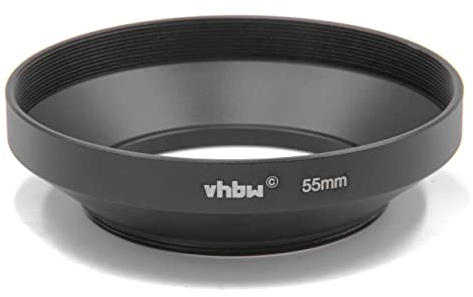 vhbw Gegenlichtblende für 55mm Objektiv - Weitwinkel-Streulichtblende, Schwarz, Metall, rund