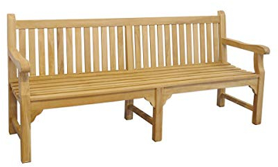 Antike Fundgrube Lange Gartenbank 4-Sitzer aus massivem Teak Holz, Sitzbank Gartenmöbel B: 200 cm -3652-