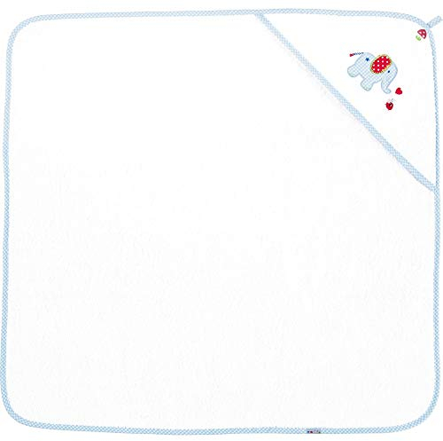 Die Spiegelburg 15818 Kapuzenbadetuch BabyGlück, hellbl. Elefant (ca. 80x80 cm)