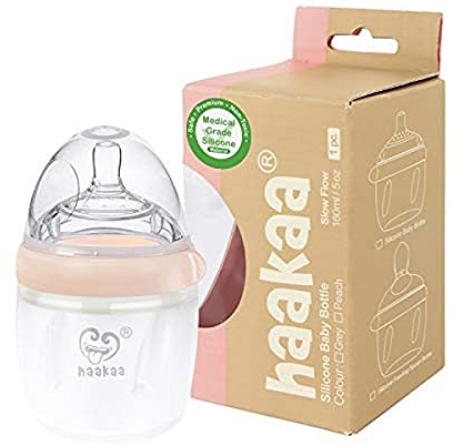 haakaa Generation 3 Silikon Fast Flow Babyflasche mit Henkel, 250 ml Fassungsvermögen, Nude, BHK250-P