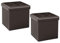 Bonlife Pack of 2 Storage Ottoman Cube, Folding Chest Toy Box, Folding Foot Stool for Living Room,Seat with Lid,Brown,Faux Leather,32X32X32cm