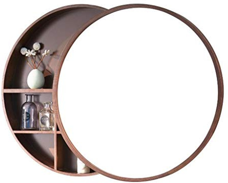 Armoires avec Miroir - Armoire de Toilette Ronde et Murale en Bois Massif - Grande Capacité - Miroirs de Salle de Bain