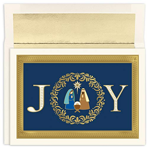 Masterpiece Studios Holiday Collection Weihnachtskarten, geprägt, religiöse Weihnachtskarten, mit foliengefütterten Umschlägen, 19,8 x 14,2 cm, 16 Stück
