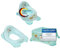 KiNDERWELT 3er Set Premium Toilettensitz, Hocker & stabiles Töpfchen für Babys und Kinder - Funny Farm Design aquamarin - Kleine Toilette für Kleinkinder - Stabiler Hocker mit Anti-Rutsch-Funktion