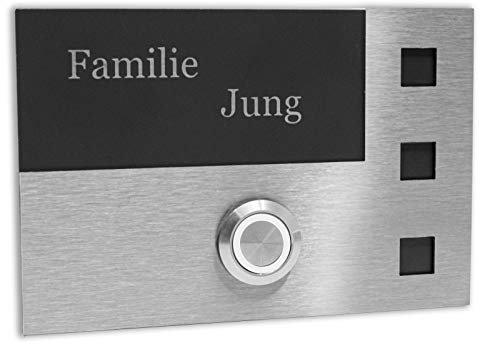 Jung Edelstahl Design Türklingel Los Angeles Klingelschild 12x8 cm mit Gravur LED weiss