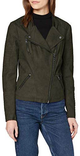 ONLY Women's Onlava Faux Leather Biker Otw Noos Jacket, Rosin, 8