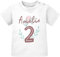 SpecialMe® personalisiertes Baby T-Shirt Name Zahl 1 Alter 2 Geburtstagsshirt Mädchen 2 weiß 92/98 (16-24-Monate)