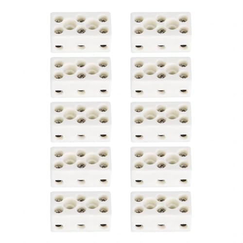 VIFER Morsettiera in Ceramica Resistente alle Alte Temperature 10pcs 3 Vie 24A Morsettiera in Ceramica Connettore