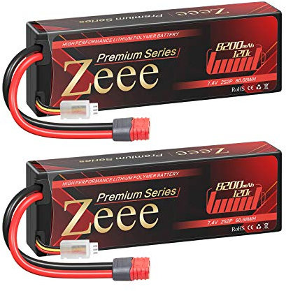 Zeee Premium Series 2S Lipo Battery 8200mAh 7.4V 120C Hard case Battery with Deans T Connector for RC Car Truck RC Truggy RC Boat Helicopter(2 Pack)