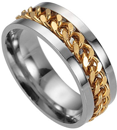 U/K PULABO Drehbarer Kettenring Drehbarer Edelstahlring Spinner-Ring Ehering für Männer zum Geburtstag Verlobungsväter zum Valentinstag usw. Kostengünstig und langlebig praktisch