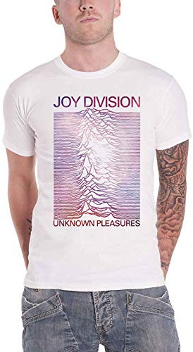 Joy Division T Shirt Space Unknown Pleasures Gradient Logo offiziell Herren Weiß L
